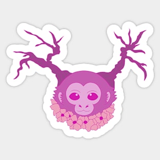 Sakura Monkey Sticker